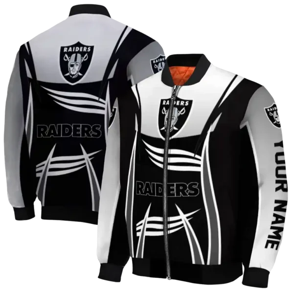 personalized las vegas raiders mesh effect black bomber jacket fashion forward