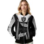 personalized las vegas raiders mesh effect black bomber jacket best selling