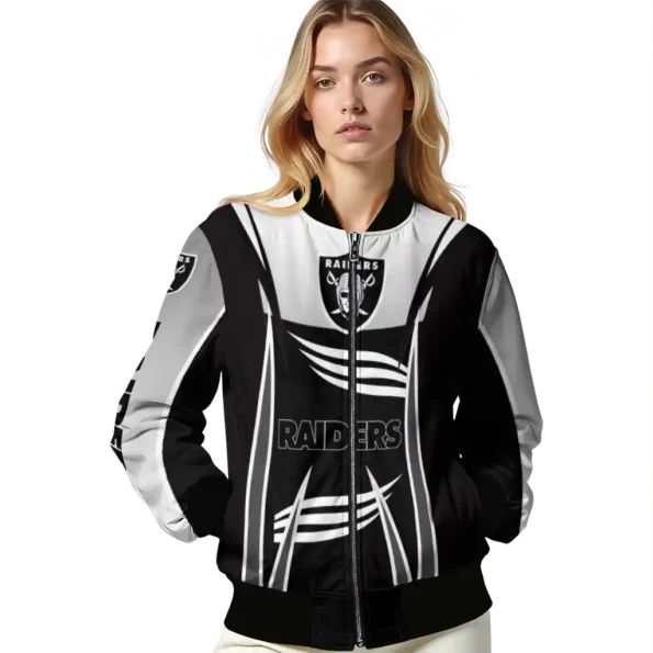 personalized las vegas raiders mesh effect black bomber jacket latest model