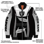 personalized las vegas raiders mesh effect black bomber jacket best selling