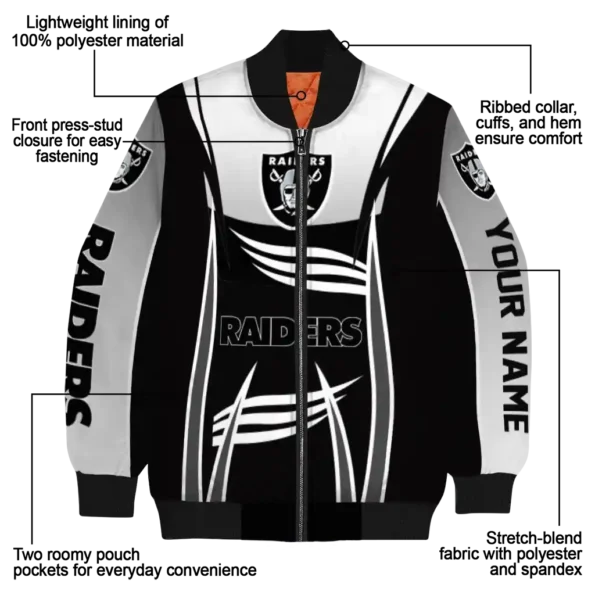 personalized las vegas raiders mesh effect black bomber jacket new arrival