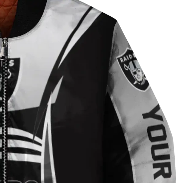 personalized las vegas raiders mesh effect black bomber jacket premium grade