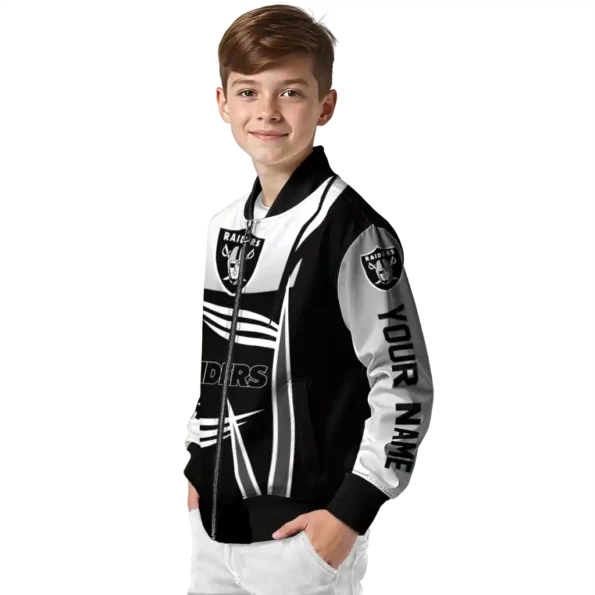 personalized las vegas raiders mesh effect black bomber jacket trendy