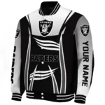 personalized las vegas raiders mesh effect black varsity jacket best selling