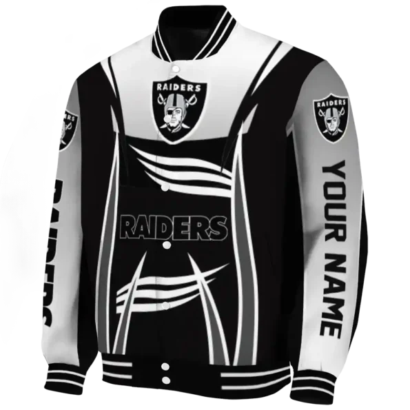 personalized las vegas raiders mesh effect black varsity jacket best selling