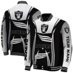 personalized las vegas raiders mesh effect black varsity jacket best selling