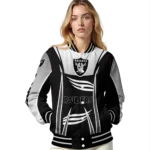 personalized las vegas raiders mesh effect black varsity jacket best selling
