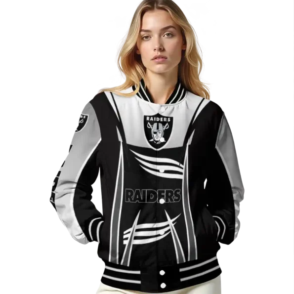 personalized las vegas raiders mesh effect black varsity jacket latest model