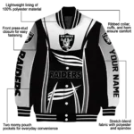 personalized las vegas raiders mesh effect black varsity jacket best selling