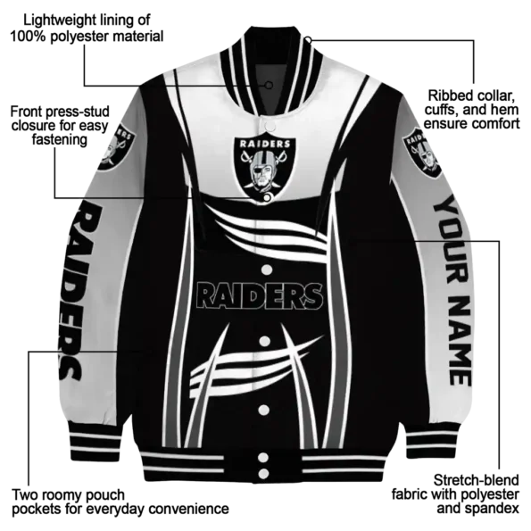 personalized las vegas raiders mesh effect black varsity jacket new arrival