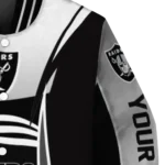 personalized las vegas raiders mesh effect black varsity jacket best selling