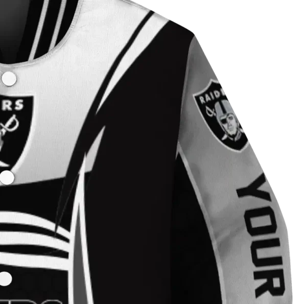 personalized las vegas raiders mesh effect black varsity jacket premium grade
