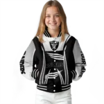 personalized las vegas raiders mesh effect black varsity jacket best selling