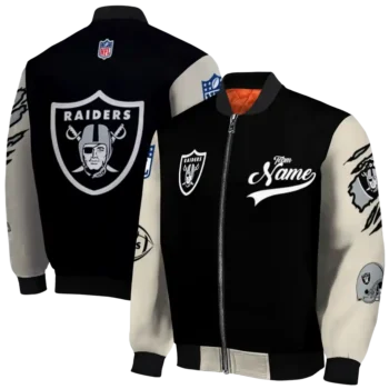 personalized las vegas raiders razorback outline black nude bomber jacket fashion forward