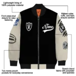 personalized las vegas raiders razorback outline black nude bomber jacket best selling
