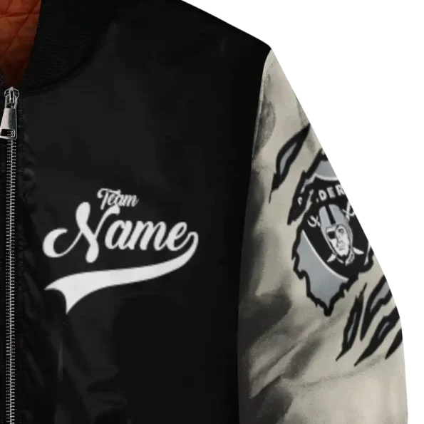 personalized las vegas raiders razorback outline black nude bomber jacket premium grade