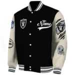 personalized las vegas raiders razorback outline black nude varsity jacket best selling