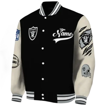 personalized las vegas raiders razorback outline black nude varsity jacket best selling