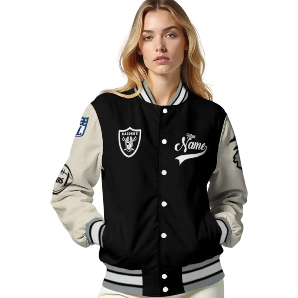 personalized las vegas raiders razorback outline black nude varsity jacket latest model