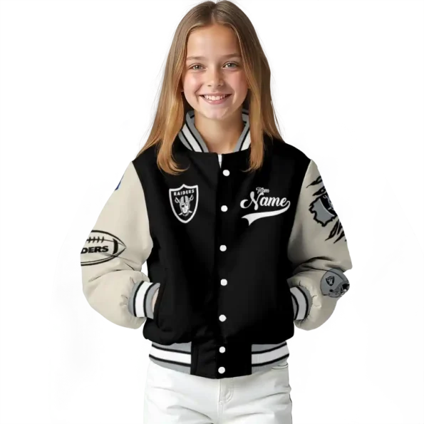 personalized las vegas raiders razorback outline black nude varsity jacket top rated