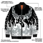 personalized las vegas raiders winged blaze black white bomber jacket best selling