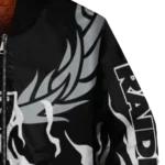 personalized las vegas raiders winged blaze black white bomber jacket best selling