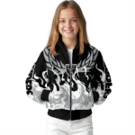 personalized las vegas raiders winged blaze black white bomber jacket best selling