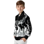 personalized las vegas raiders winged blaze black white bomber jacket best selling