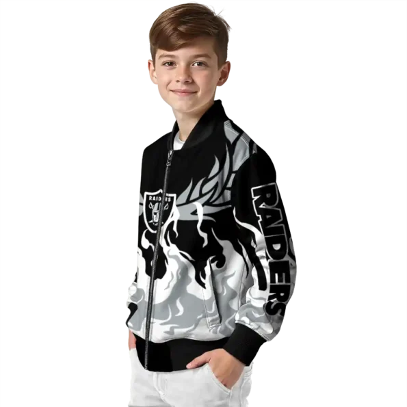 personalized las vegas raiders winged blaze black white bomber jacket trendy