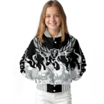 personalized las vegas raiders winged blaze black white varsity jacket best selling