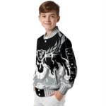 personalized las vegas raiders winged blaze black white varsity jacket best selling