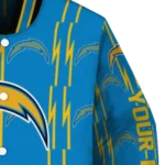 personalized los angeles chargers bolt stripe blue varsity jacket best selling