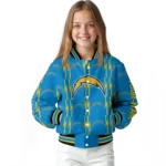 personalized los angeles chargers bolt stripe blue varsity jacket best selling