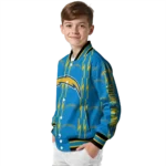 personalized los angeles chargers bolt stripe blue varsity jacket best selling
