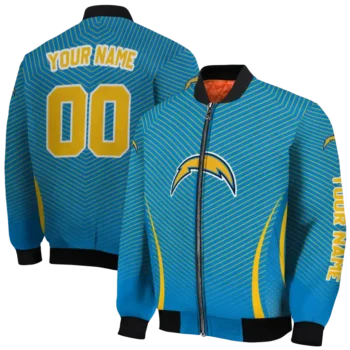 personalized los angeles chargers chevron arrow blue bomber jacket fashion forward