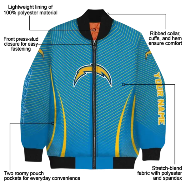 personalized los angeles chargers chevron arrow blue bomber jacket new arrival