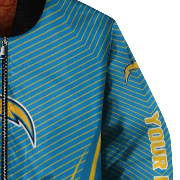 personalized los angeles chargers chevron arrow blue bomber jacket premium grade