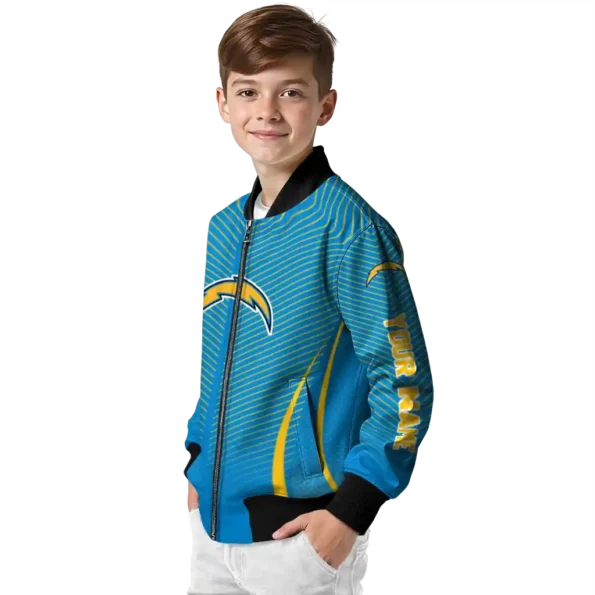 personalized los angeles chargers chevron arrow blue bomber jacket trendy