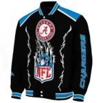 personalized los angeles chargers claw blood blue black varsity jacket best selling