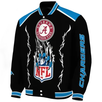 personalized los angeles chargers claw blood blue black varsity jacket best selling