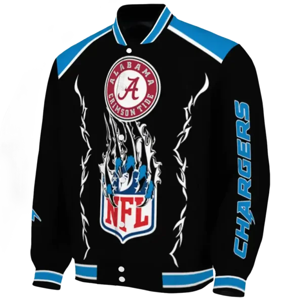 personalized los angeles chargers claw blood blue black varsity jacket best selling