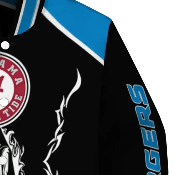 personalized los angeles chargers claw blood blue black varsity jacket premium grade