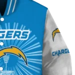 personalized los angeles chargers ferris arena blue white varsity jacket best selling