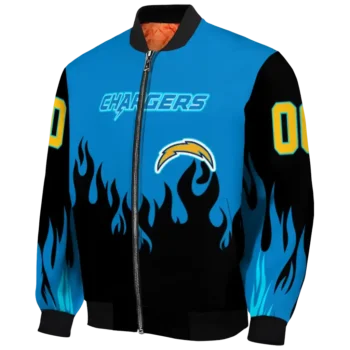 personalized los angeles chargers flame border blue black bomber jacket best selling