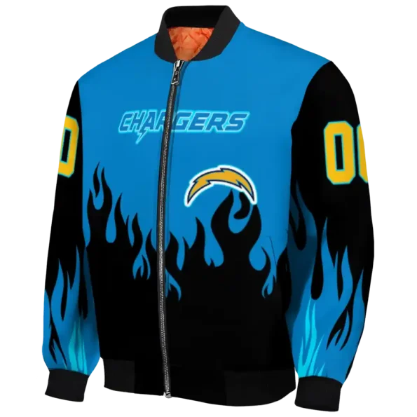 personalized los angeles chargers flame border blue black bomber jacket best selling