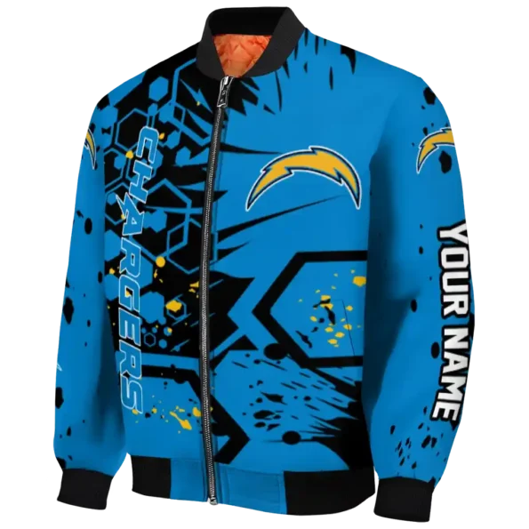 personalized los angeles chargers hexagon cluster blue black bomber jacket best selling