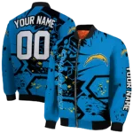 personalized los angeles chargers hexagon cluster blue black bomber jacket best selling