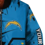 personalized los angeles chargers hexagon cluster blue black bomber jacket best selling