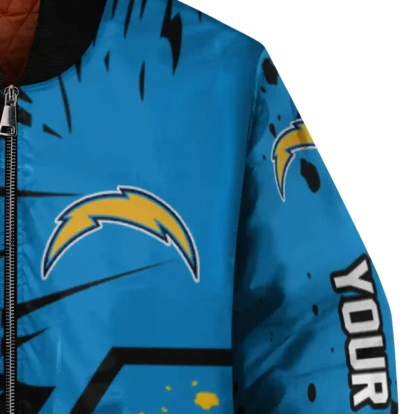 personalized los angeles chargers hexagon cluster blue black bomber jacket premium grade