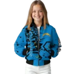 personalized los angeles chargers hexagon cluster blue black bomber jacket best selling